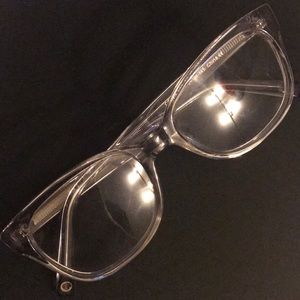 Warby Parker translucent clear frame eyeglasses